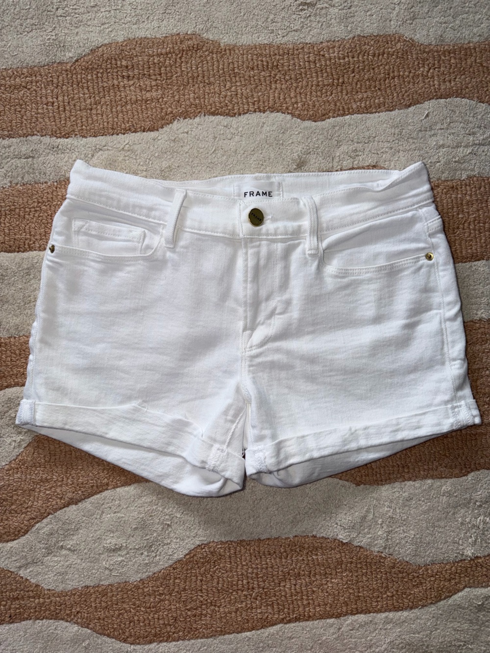 Frame Denim White Cuffed Jean Shorts